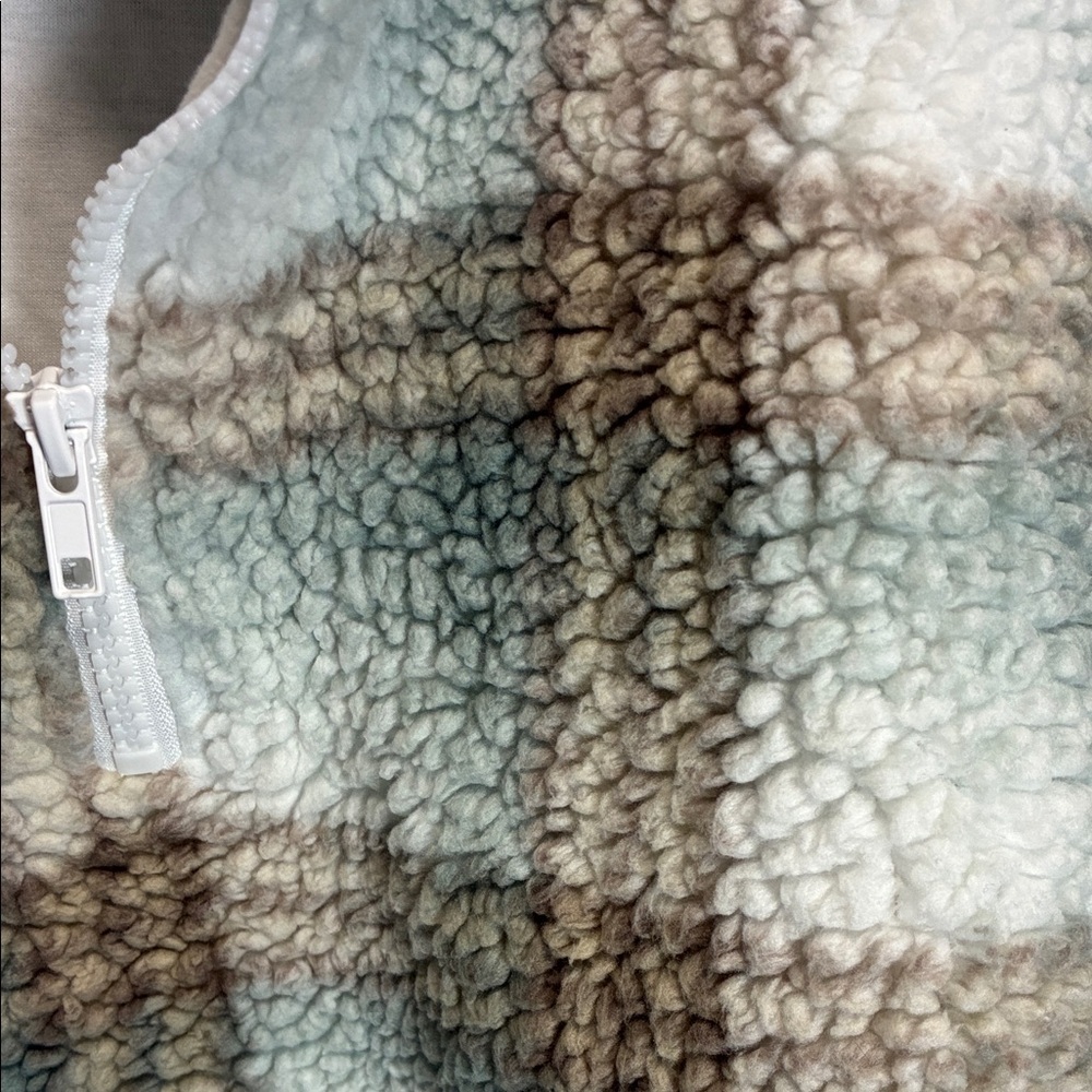 Lazy Sundays Plaid Sherpa Fleece Quarter Zip Pullover Cozy Cabin Size M - Picture 8 of 8